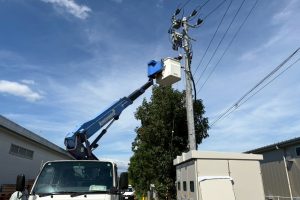【高圧受変電設備】高所作業車による高圧引込設備工事
