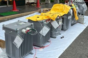 【高圧受変電設備】更新用変圧器（トランス）の搬入・据付前準備