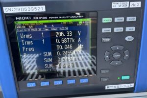 【各種試験】電力品質アナライザーの測定結果表示