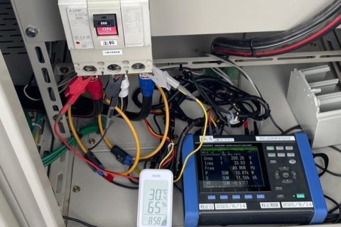 【各種試験】HIOKI電力測定器による主幹ブレーカー負荷測定