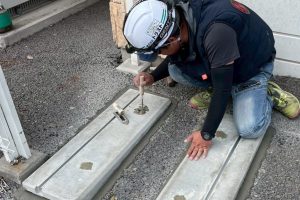 【高圧自家消費型】コンクリート基礎アンカー打設作業